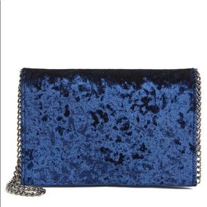 Blue velvet crossbody bag/clutch